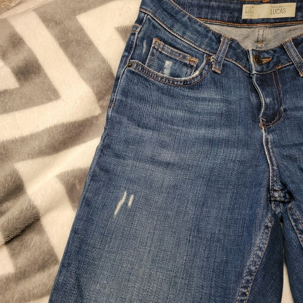 Topshop Moto Petite Lucas Jeans 24P Cropped Distressed Ripped Denim - Picture 8 of 12